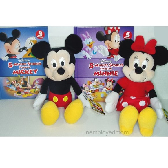 Disney Other - Disney Mickey Minnie Mouse Plush & Books 5 minute Stories Kids Stuffed Animal